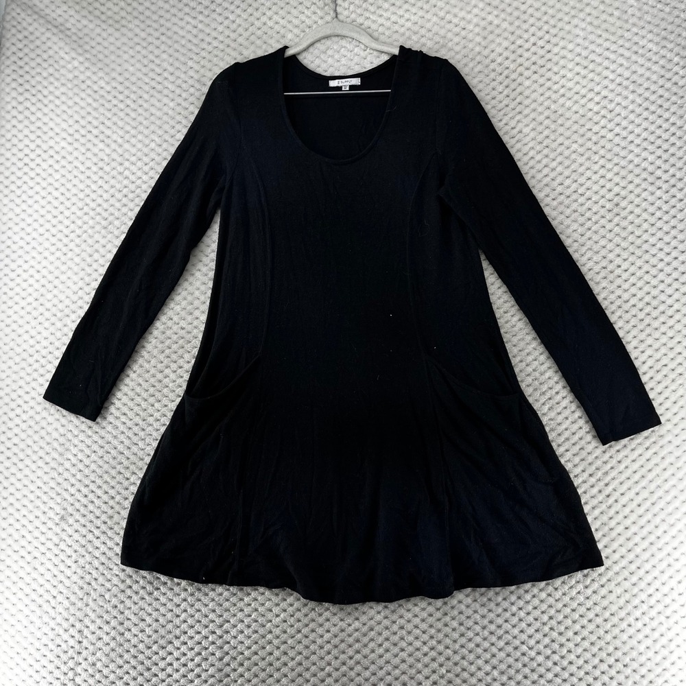 Z Supply Tunic Dress Long Sleeve Pockets Casual Comfy‎ Swing Black Size M
